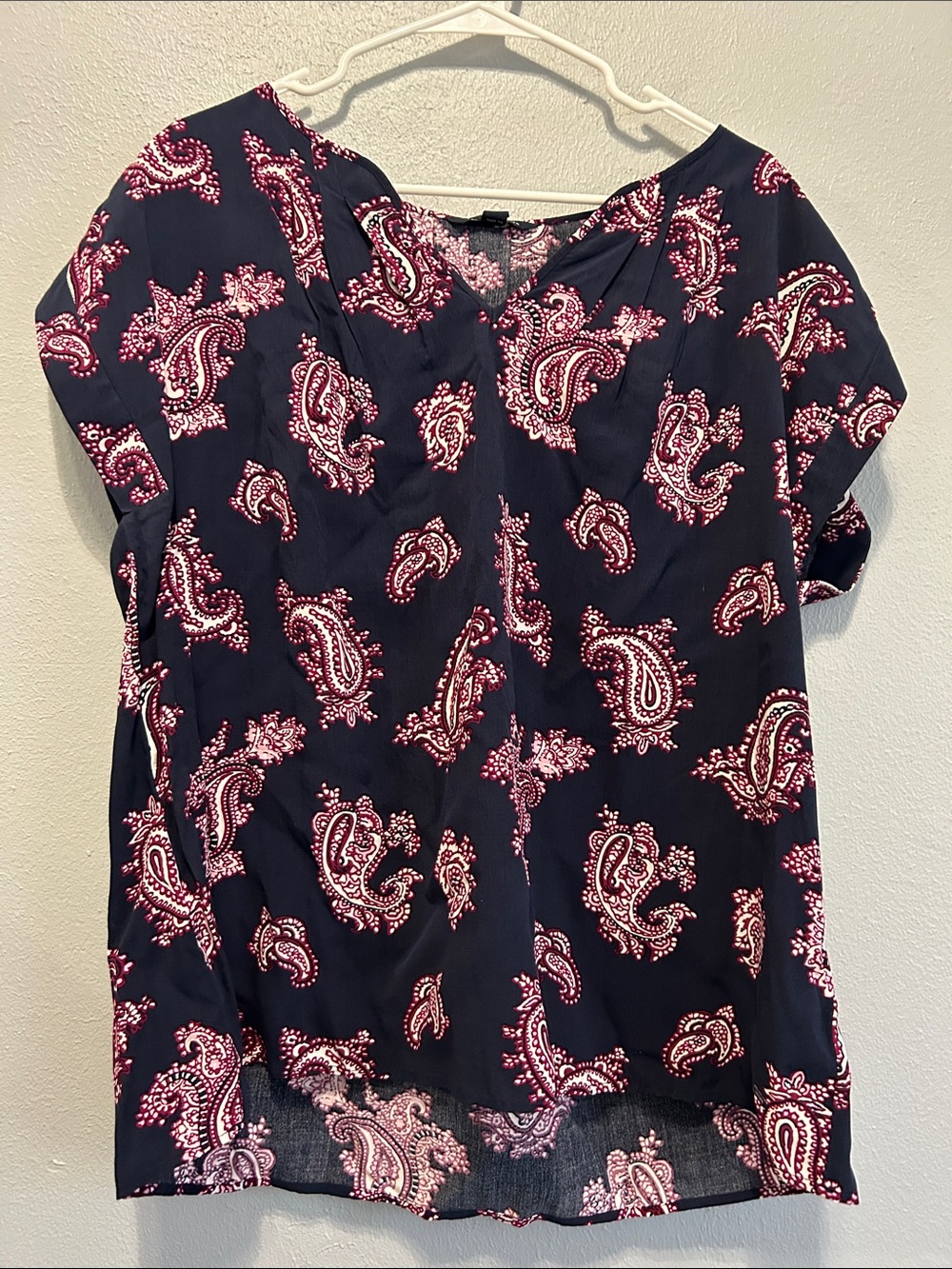 Tommy Hilfiger Navy Blouse with Pink Paisley Print